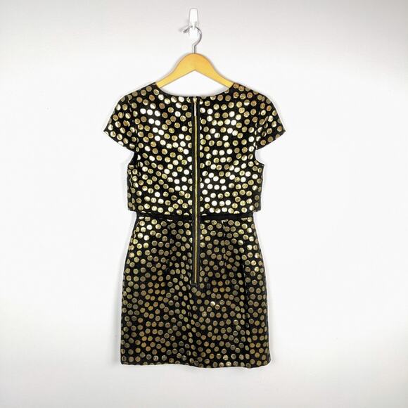 Kensie Black and Gold Polka Dot Mini Dress Size S - Picture 7 of 8